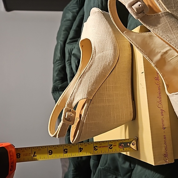 Beige wedges - womens size 9 - only worn once. Have 4.5 inch heel. Make an offer - Picture 5 of 5